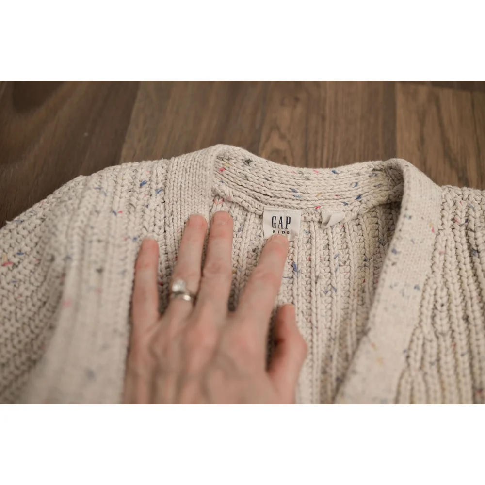 Gap Kids size 4 chunky knit speckled oatmeal button up sweater cardigan